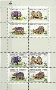 Гвинея, 2009,  Кабаны, WWF, малый лист